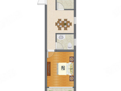 1室1厅 51.78平米户型图