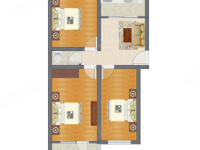3室1厅 79.05平米户型图