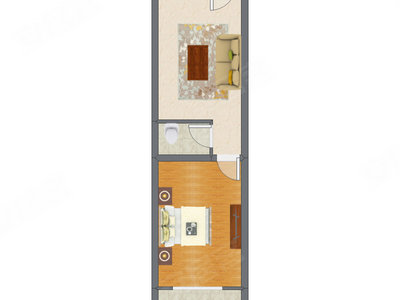 1室1厅 49.86平米户型图