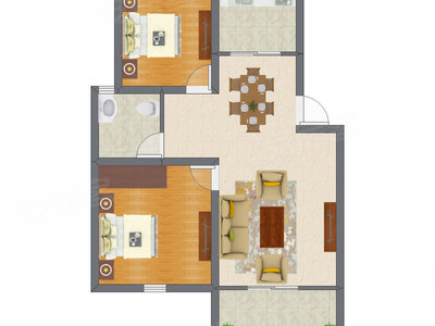 2室2厅 94.51平米户型图