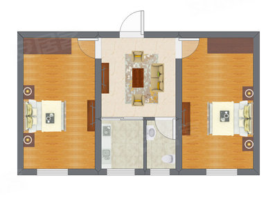 2室1厅 64.80平米户型图