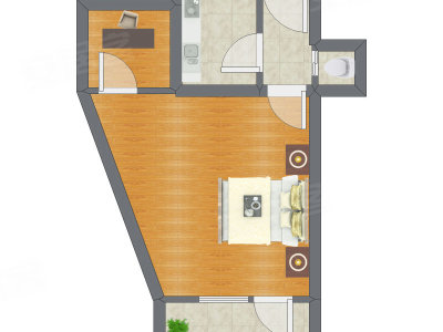 1室0厅 46.68平米户型图