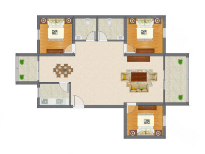 3室2厅 91.05平米