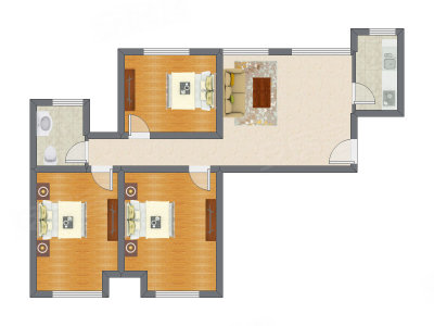 3室1厅 99.88平米
