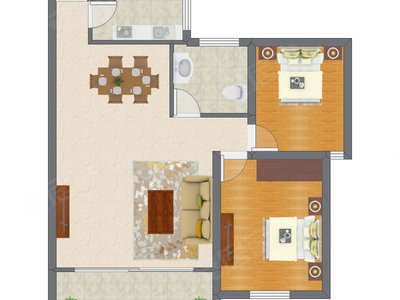 2室2厅 87.00平米户型图