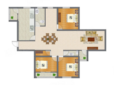 3室2厅 105.88平米