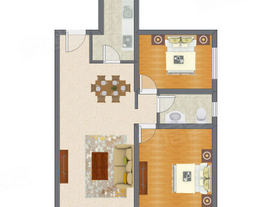 2室2厅 98.76平米户型图