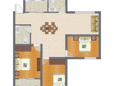 3室2厅 79.04平米