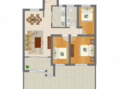 3室2厅 89.85平米
