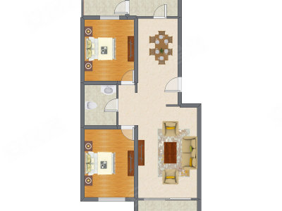 2室2厅 96.10平米户型图