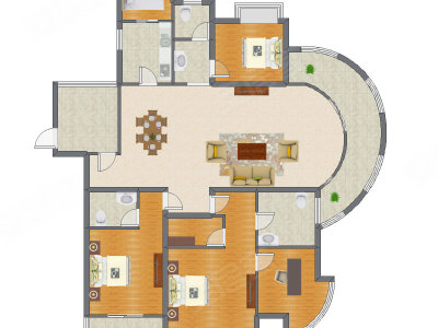 3室2厅 227.00平米