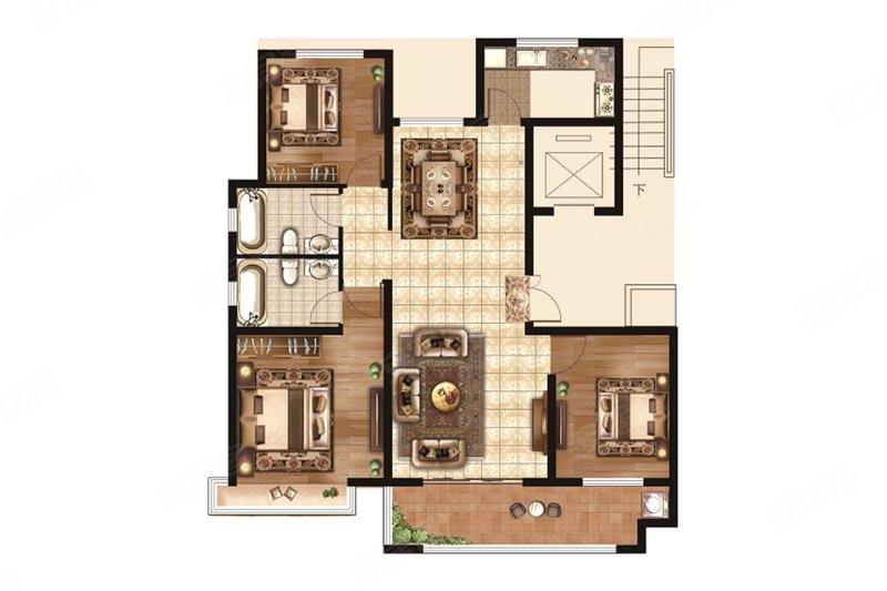 世家如意府3室2厅2卫121㎡南北79万