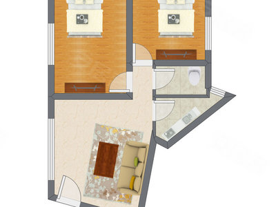 2室1厅 65.28平米户型图