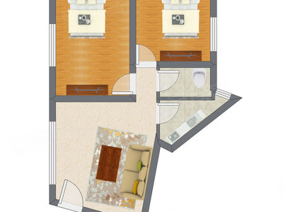 2室1厅 65.28平米户型图