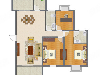 3室2厅 90.23平米