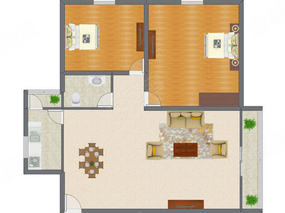 2室1厅 116.11平米户型图