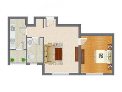 1室1厅 67.30平米户型图
