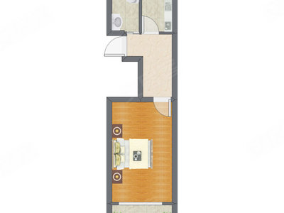 1室1厅 39.00平米户型图