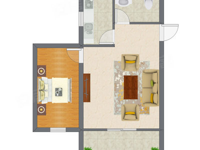 1室1厅 52.90平米户型图