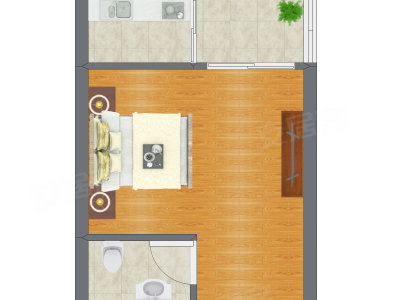 1室0厅 25.60平米户型图