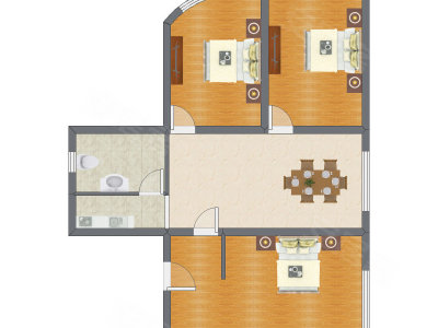 3室1厅 104.00平米