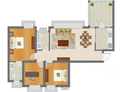 2室2厅 94.00平米
