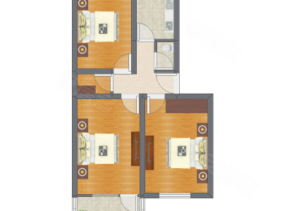 3室1厅 72.72平米户型图