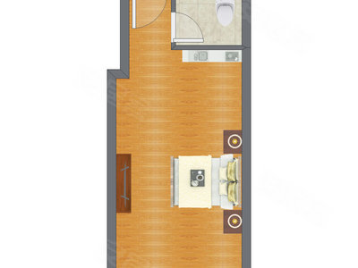 1室0厅 34.22平米户型图