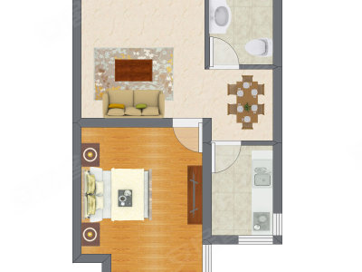 1室2厅 35.55平米