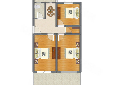 3室1厅 72.27平米