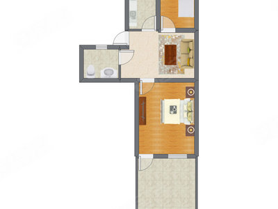 2室1厅 54.65平米