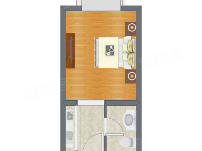 1室0厅 18.69平米户型图