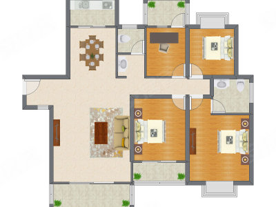 4室2厅 151.00平米户型图