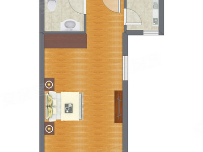 1室0厅 58.03平米户型图