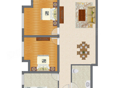 2室1厅 80.95平米
