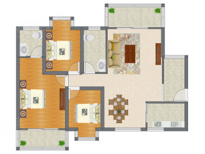 3室2厅 124.65平米