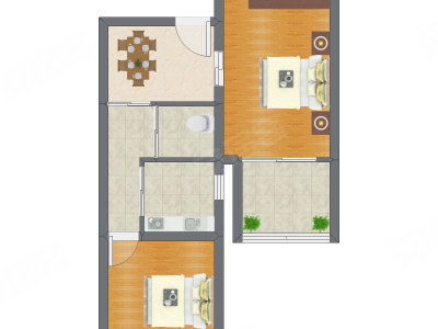 2室1厅 59.92平米