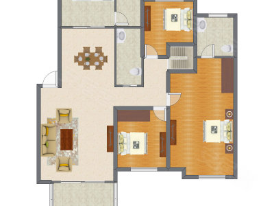 3室2厅 135.62平米