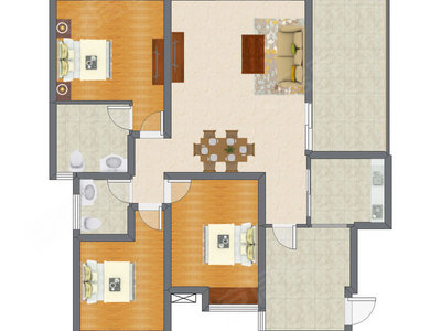 3室2厅 96.39平米