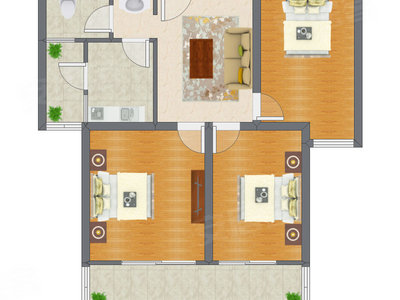 3室1厅 93.26平米户型图