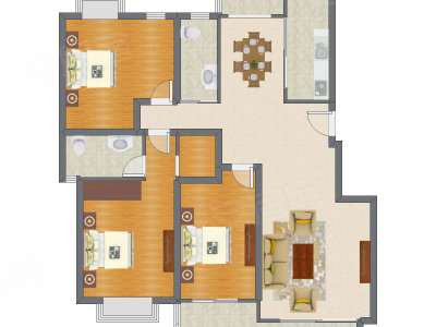 3室2厅 165.03平米户型图