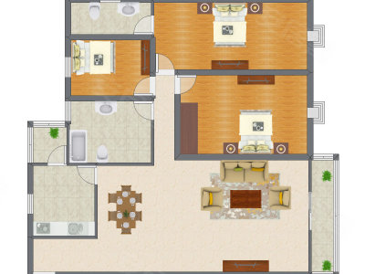 3室2厅 121.86平米