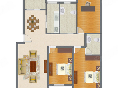 2室2厅 139.40平米户型图