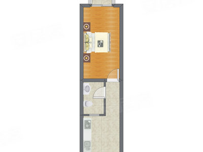 1室0厅 44.88平米户型图