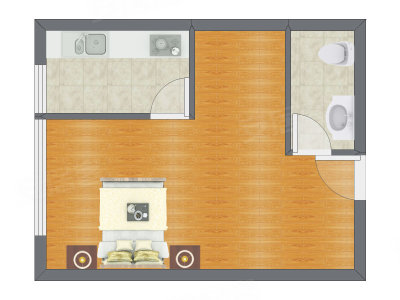 1室0厅 47.93平米户型图