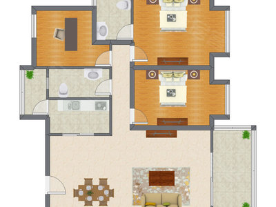 3室2厅 123.76平米
