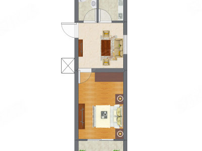 1室1厅 26.25平米户型图