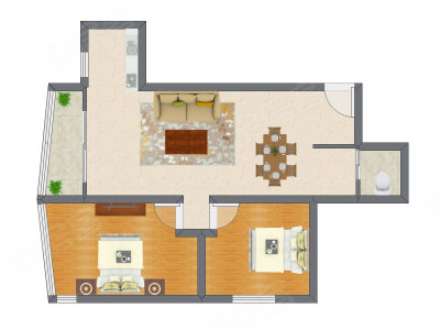 2室2厅 94.82平米户型图