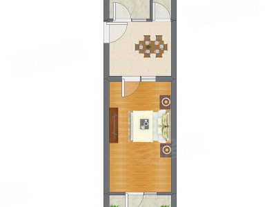 1室1厅 28.27平米户型图