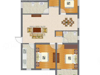 3室2厅 118.50平米户型图